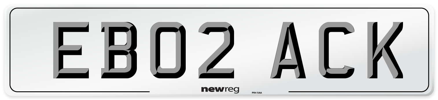 EB02 ACK Number Plate from New Reg